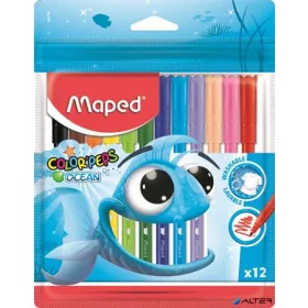   Filctoll készlet, 2 mm, kimosható, MAPED 'Color'Peps Ocean', 12 különböző szín
