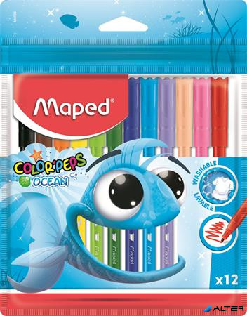 Filctoll készlet, 2 mm, kimosható, MAPED 'Color'Peps Ocean', 12 különböző szín