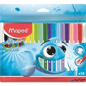   Filctoll készlet, 2 mm, kimosható, MAPED 'Color'Peps Ocean', 18 különböző szín
