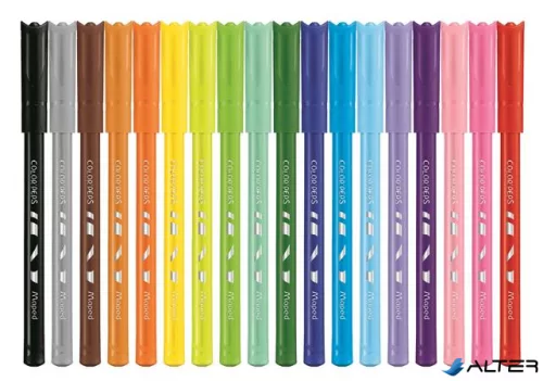 Filctoll készlet, 2 mm, kimosható, MAPED 'Color'Peps Ocean', 18 különböző szín