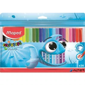   Filctoll készlet, 2 mm, kimosható, MAPED "Color'Peps Ocean", 24 különböző szín