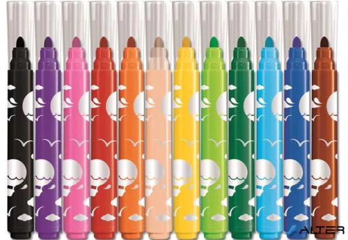 Filctoll készlet, 1-5 mm, kimosható, vastag, MAPED "Color'Peps Jumbo", 12 különböző szín