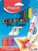 Filctoll készlet, 7,5 mm, kétvégű, MAPED 'Color'Peps Duo Stamp' 8 különböző szín és minta