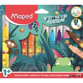   Filctoll készlet, 5 mm, kimosható, vastag, MAPED 'Jungle Fever', 12 különböző szín