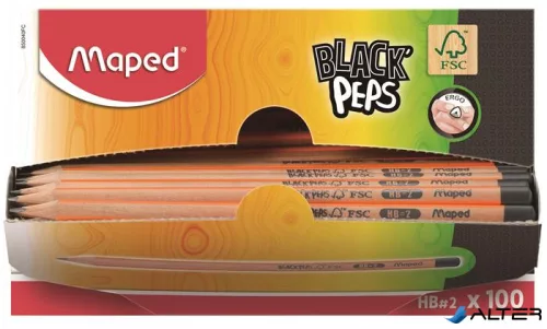 Grafitceruza display, HB, háromszögletű, MAPED 'Black Peps'