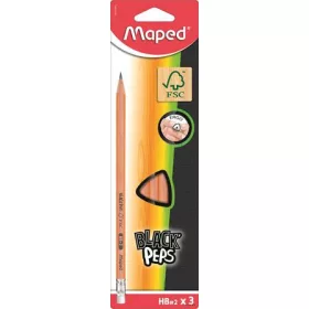   Grafitceruza radírral, HB, háromszögletű, MAPED "Black'Peps"