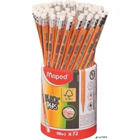   Grafitceruza radírral, ceruzatartó, HB, háromszögletű, MAPED "Black'Peps"