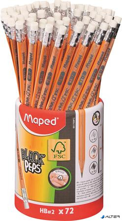 Grafitceruza radírral, ceruzatartó, HB, háromszögletű, MAPED "Black'Peps"