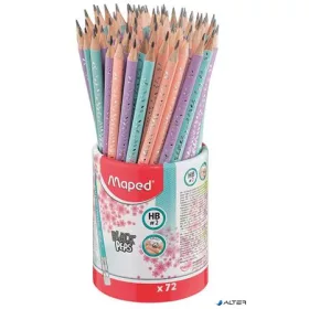  Grafitceruza radírral, ceruzatartó, HB, háromszögletű, MAPED "Black'Peps Pastel", vegyes pasztell színek