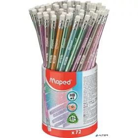   Grafitceruza radírral, ceruzatartó, HB, háromszögletű, MAPED "Black'Peps Glitter Deco", vegyes pasztell színek