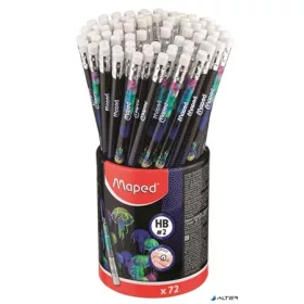  Grafitceruza radírral, ceruzatartó, HB, háromszögletű, MAPED 'Deepsea Paradise', 72 darab