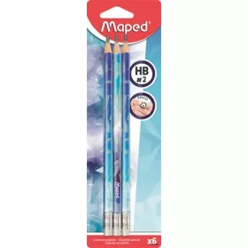   Grafitceruza radírral, HB, háromszögletű, MAPED "Arctic jégvilág", 6 db