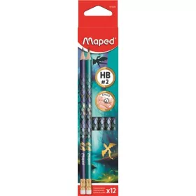   Grafitceruza radírral, HB, háromszögletű, MAPED "Dragon sárkány"