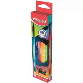   Grafitceruza radírral, HB, háromszögletű, MAPED 'Black'Peps Energy', 6 különböző minta