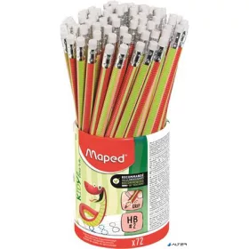   Írástanuló grafitceruza radírral, ceruzatartó, HB, háromszögletű, MAPED "Kidy Learn", 72 darab
