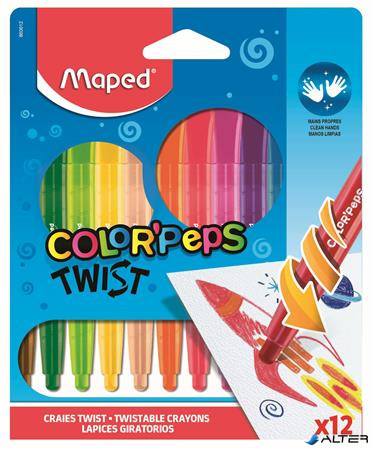 Zsírkréta, kitekerhető, MAPED "Color'Peps", 12 különböző szín