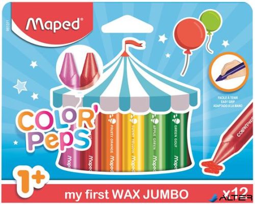 Zsírkréta, vastag, MAPED 'Color'Peps MAXI Wax', 12 különböző szín