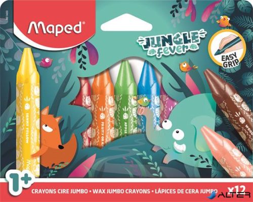 Zsírkréta, vastag, MAPED "Jungle Fever", 12 különböző színben