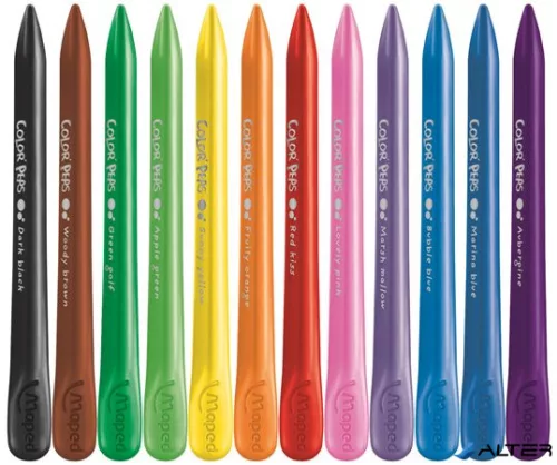 Zsírkréta, MAPED "Color'Peps" PlastiClean, 12 különböző szín