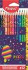 Színes ceruza készlet, háromszögletű, MAPED 'Pixel Party', 12 különböző szín