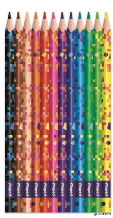 Színes ceruza készlet, háromszögletű, MAPED "Pixel Party", 12 különböző szín