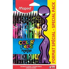   Színes ceruza készlet, háromszögletű, MAPED 'Color'Peps Monster' 18 különböző szín