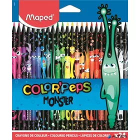   Színes ceruza készlet, háromszögletű, MAPED "Color'Peps Monster" 24 különböző szín