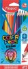 Színes ceruza készlet, háromszögletű, MAPED 'Color'Peps Strong', 12 különböző szín