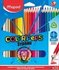 Színes ceruza készlet, háromszögletű, MAPED "Color'Peps Strong", 24 különböző szín