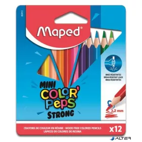   Színes ceruza készlet, háromszögletű, MAPED "Mini Color'Peps Strong", 12 különböző szín