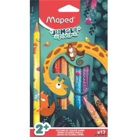  Színes ceruza készlet, vastag, MAPED 'Jungle Fever', 12 különböző szín