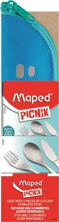 Evőeszközkészlet, fém, szövet tok, MAPED PICNIK 'Concept Kids', kék