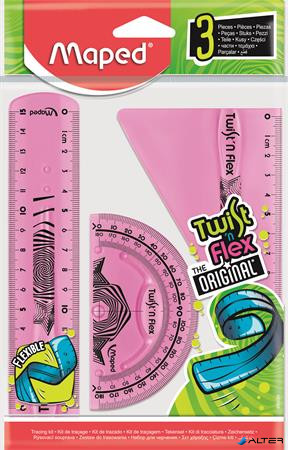 Vonalzókészlet, műanyag, törhetetlen, 3 darabos, MAPED "Twist'n Flex"