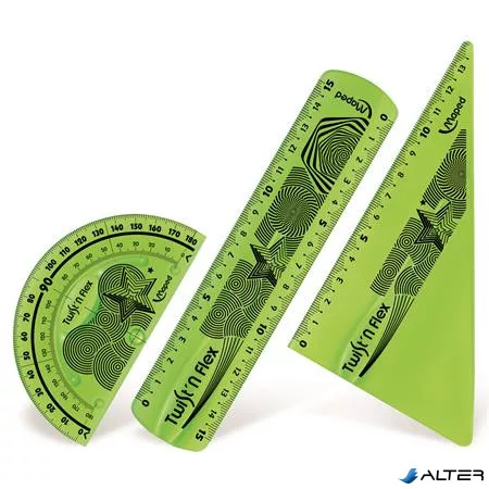 Vonalzókészlet, műanyag, törhetetlen, 3 darabos, MAPED "Twist'n Flex"