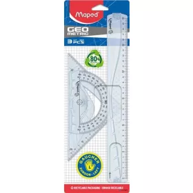 Vonalzókészlet, műanyag, 3 darabos, balkezes, MAPED