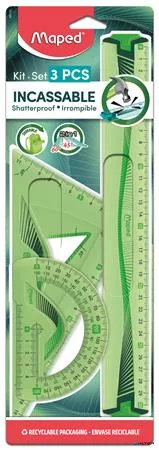 Vonalzókészlet, műanyag, hajlítható, 3 darabos, MAPED 'Flex'