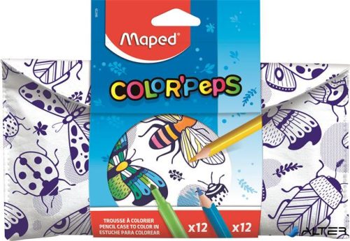Tolltartó, textil, színezhető, tépőzáras, MAPED 'Color'Peps', színezőtermékekkel