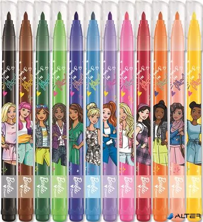 Filctoll készlet, 2,8 mm, kimosható, MAPED "Barbie", 12 különböző szín