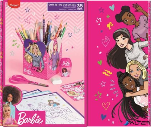 Színező készlet, ajándékdoboz, MAPED 'Barbie', 35 darabos