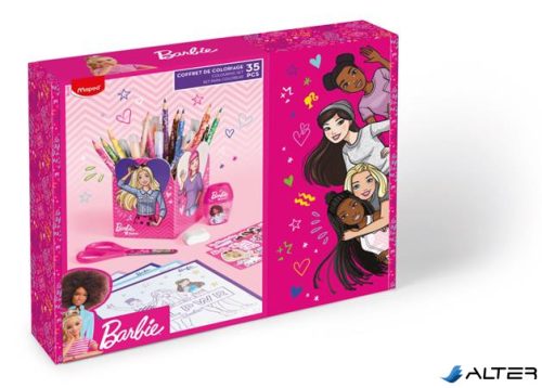 Színező készlet, ajándékdoboz, MAPED 'Barbie', 35 darabos