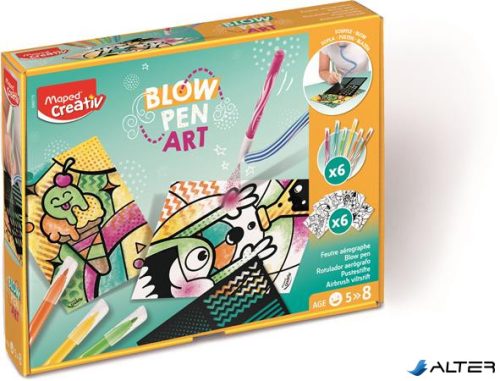 Fújós filctoll készlet, MAPED CREATIV, 'Blow pen Art', csíkozás