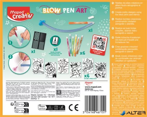 Fújós filctoll készlet, csíkozás, MAPED CREATIV "Blow pen Art"