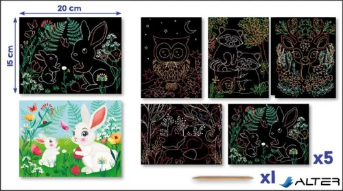 Képkarcoló készlet, erdei állatok, MAPED CREATIV "Scratch Cards"