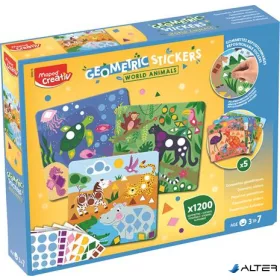   Matrica készlet, geometriai, MAPED CREATIV "Geometric Stickers", a világ állatai
