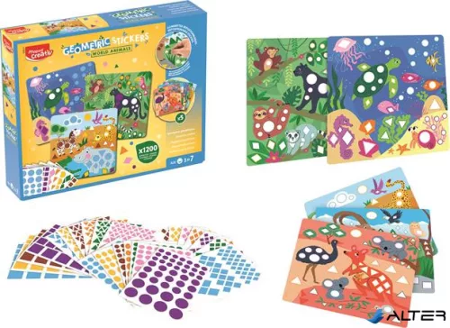 Matrica készlet, geometriai, MAPED CREATIV "Geometric Stickers", a világ állatai