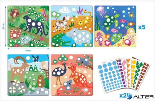 Matrica készlet, geometriai, MAPED CREATIV "Geometric Stickers", a világ állatai