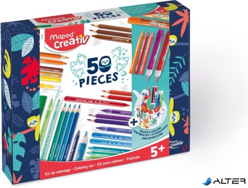 Színezőkészlet, írószertartóval, MAPED CREATIV, 50 darabos