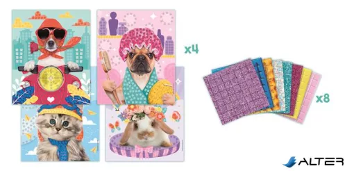 Mozaikos képkészítő készlet, MAPED CREATIV, 'Cute Animals', aranyos állatok