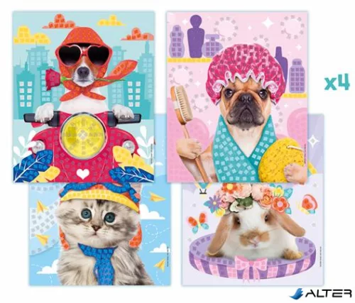 Mozaikos képkészítő készlet, MAPED CREATIV, 'Cute Animals', aranyos állatok