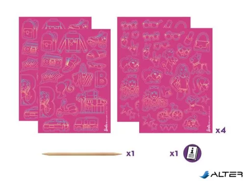 Képkarcoló matricás készlet, MAPED CREATIV 'Barbie Scratching'